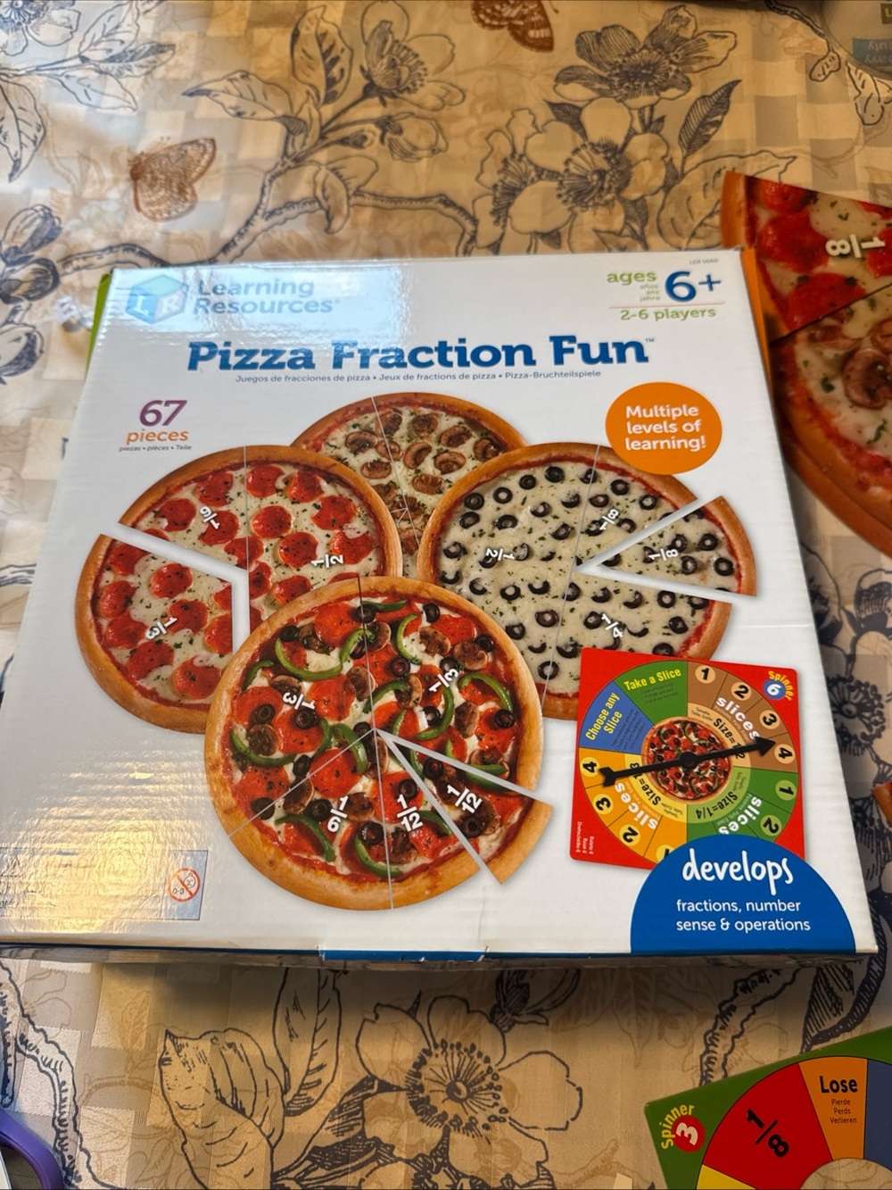 Learning Resources Pizza Fraction Fun Game, 13 Fraction Pizzas, 67 Piece Game